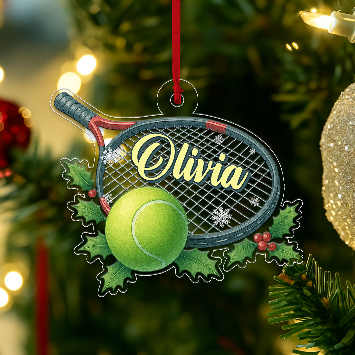 Custom Name Tennis Player Xmas Acrylic Ornament Christmas Gift
