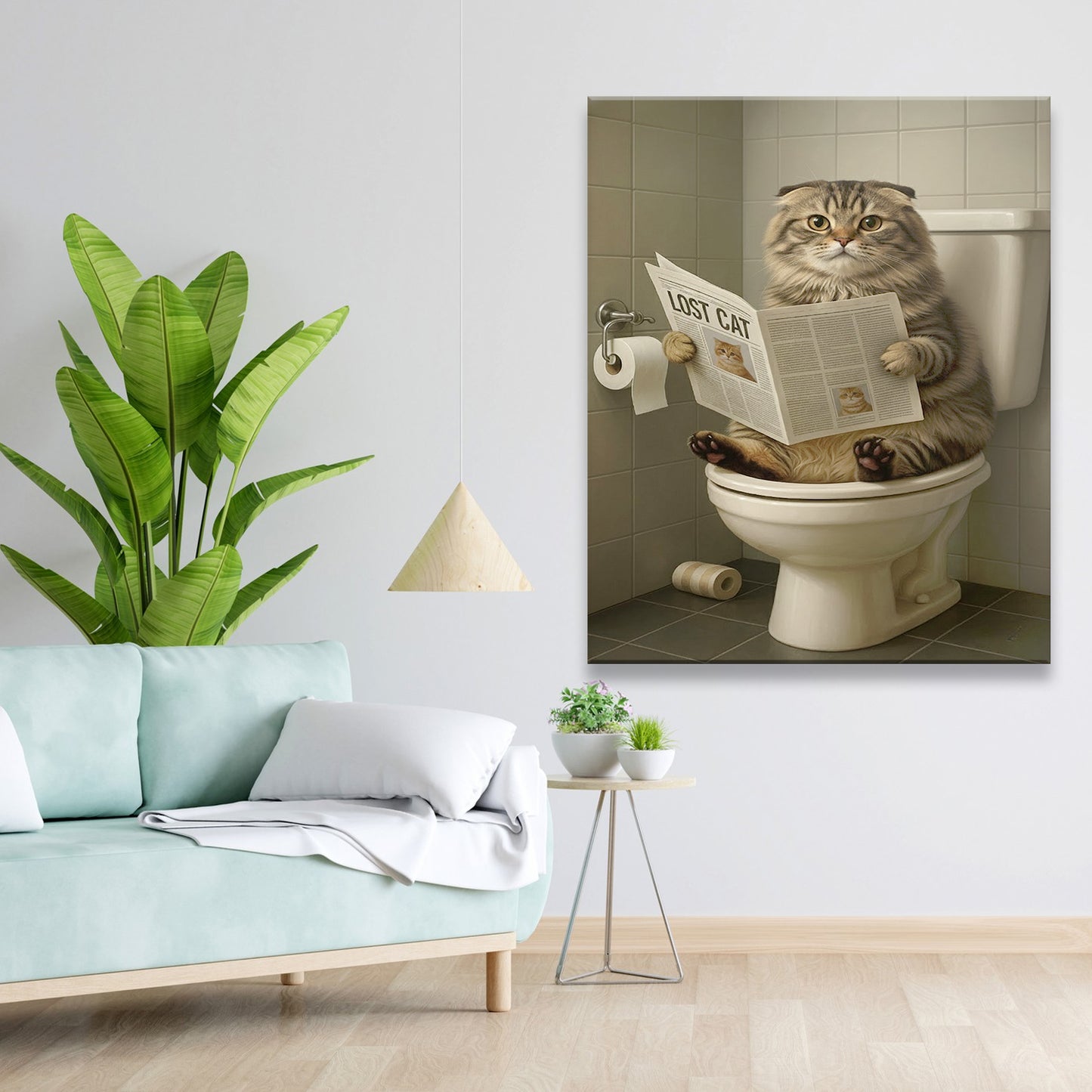 Custom Photo Bathroom Cat Canvas Gift For Cat Lovers