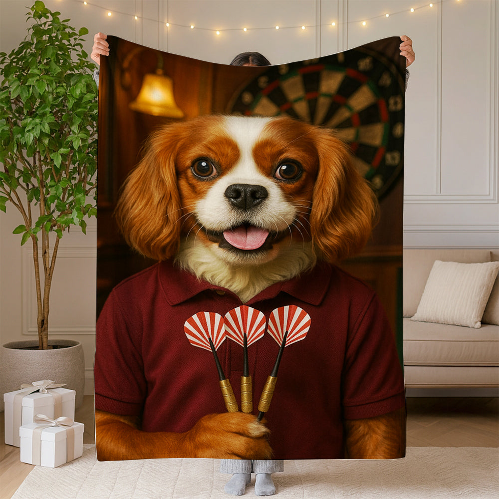 Custom Photo Dart Player Dog BlanketGift For Dog Lovers