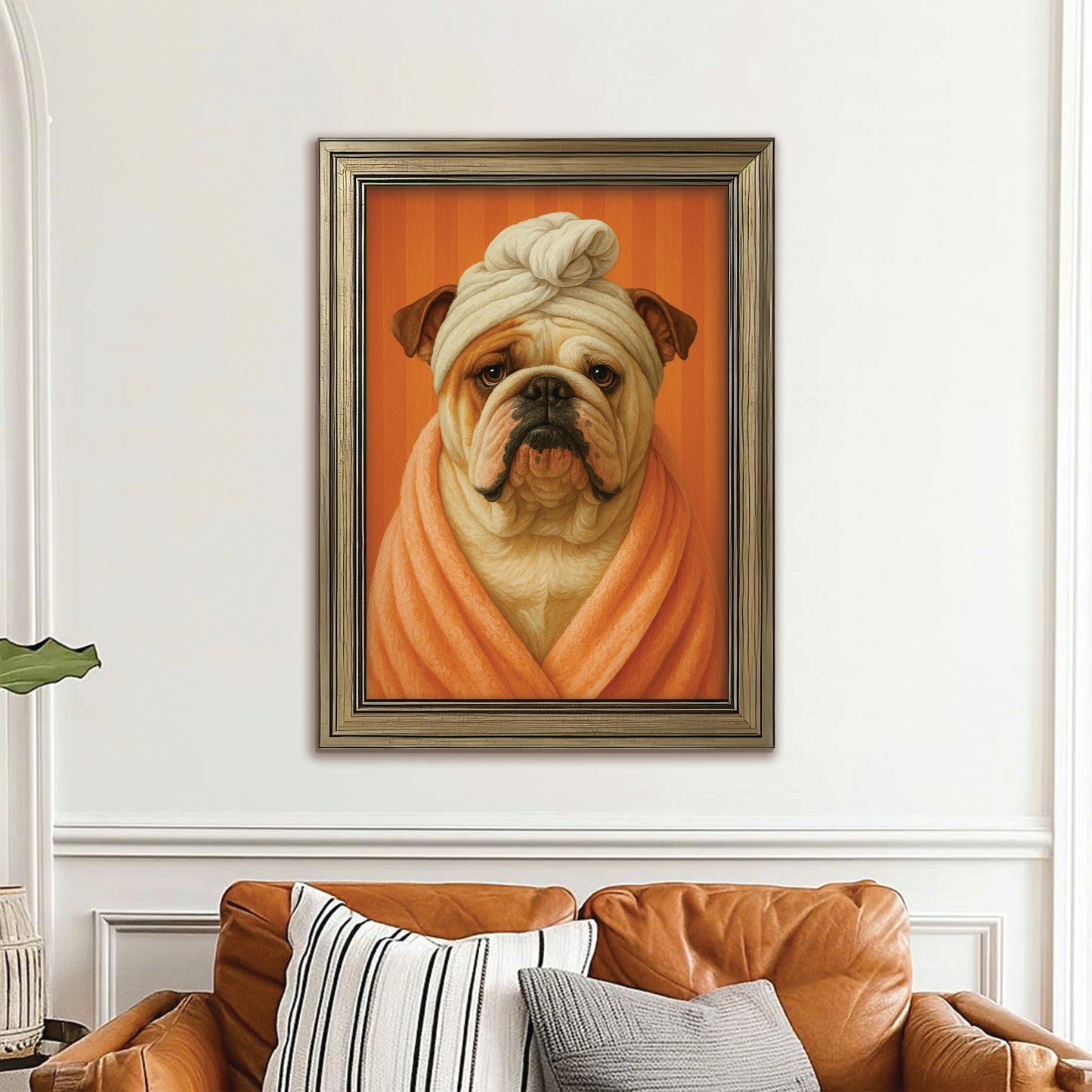 Custom Photo Dog Bathroom Style 17 Canvas Framed Wall Art Gift For Dog Lovers