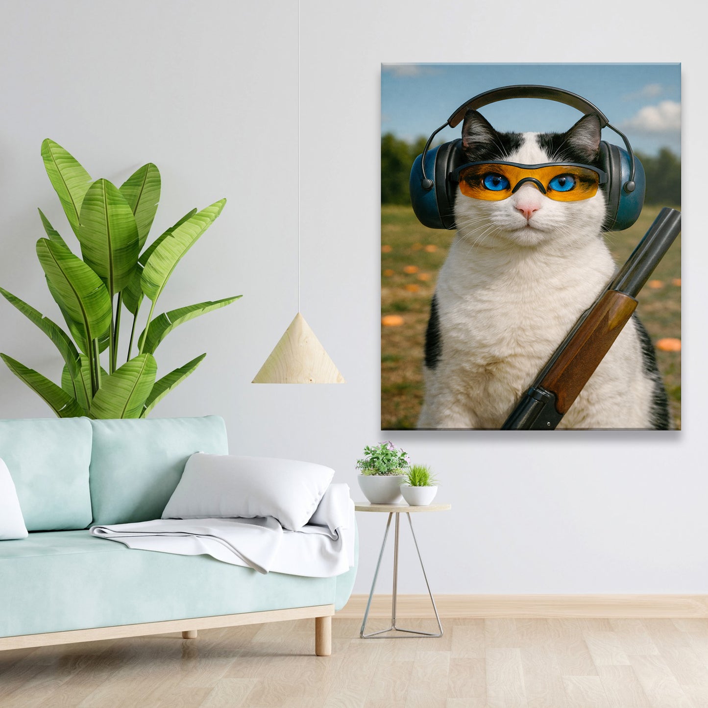 Custom Photo Clay Shooter Cat Canvas Gift For Cat Lovers