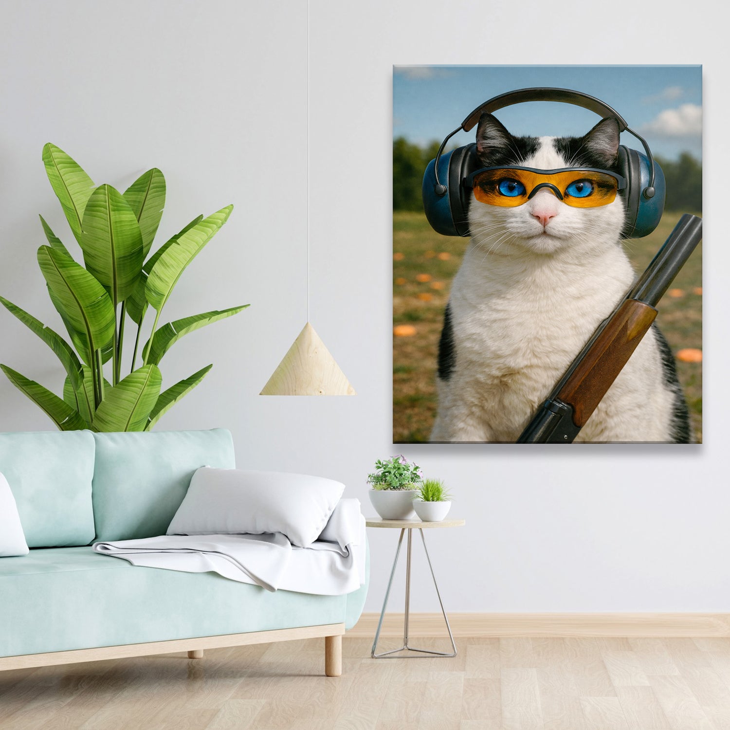 Custom Photo Clay Shooter Cat Canvas Gift For Cat Lovers