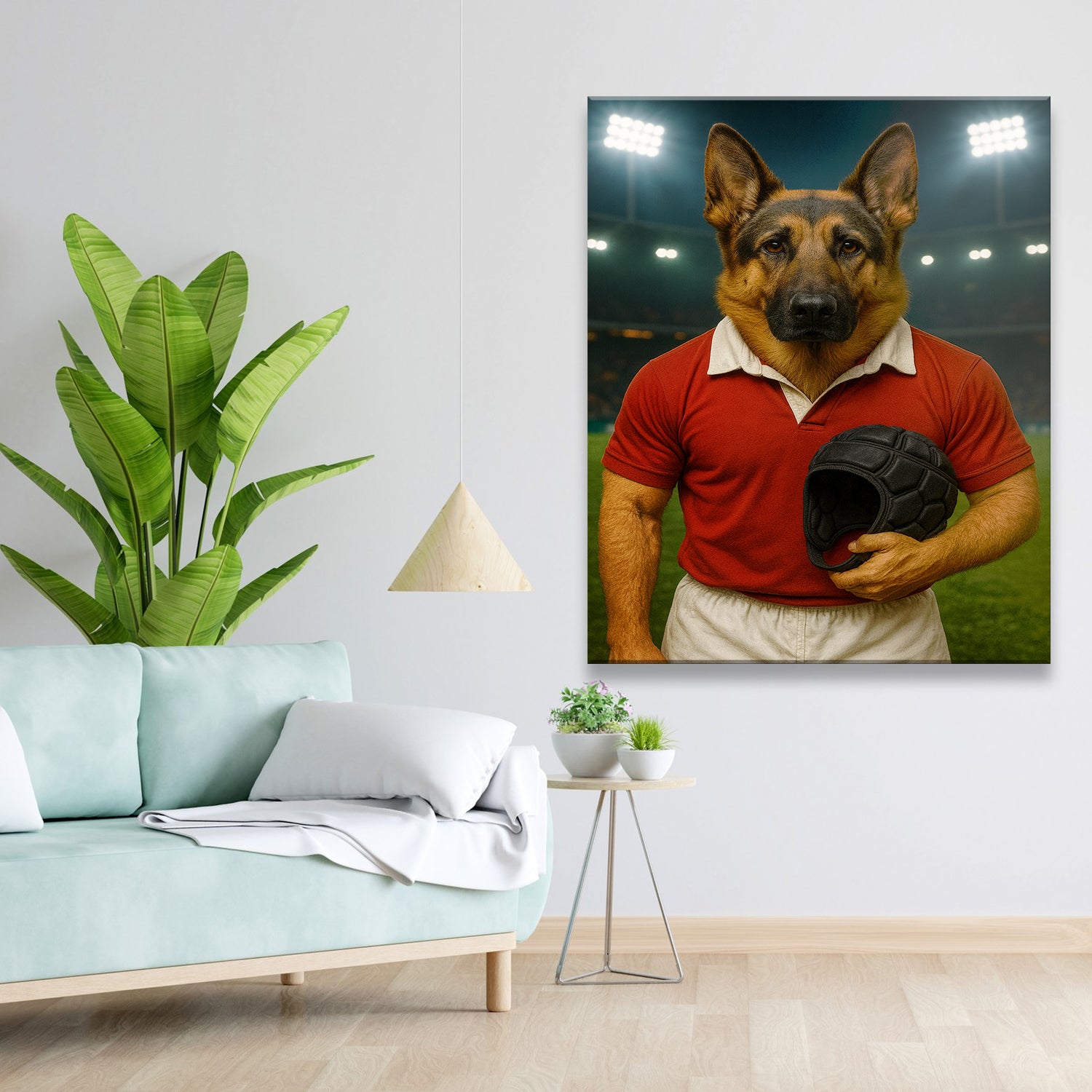 Custom Photo Rugby Player 2 Dog Canvas Gift For Dog Lovers