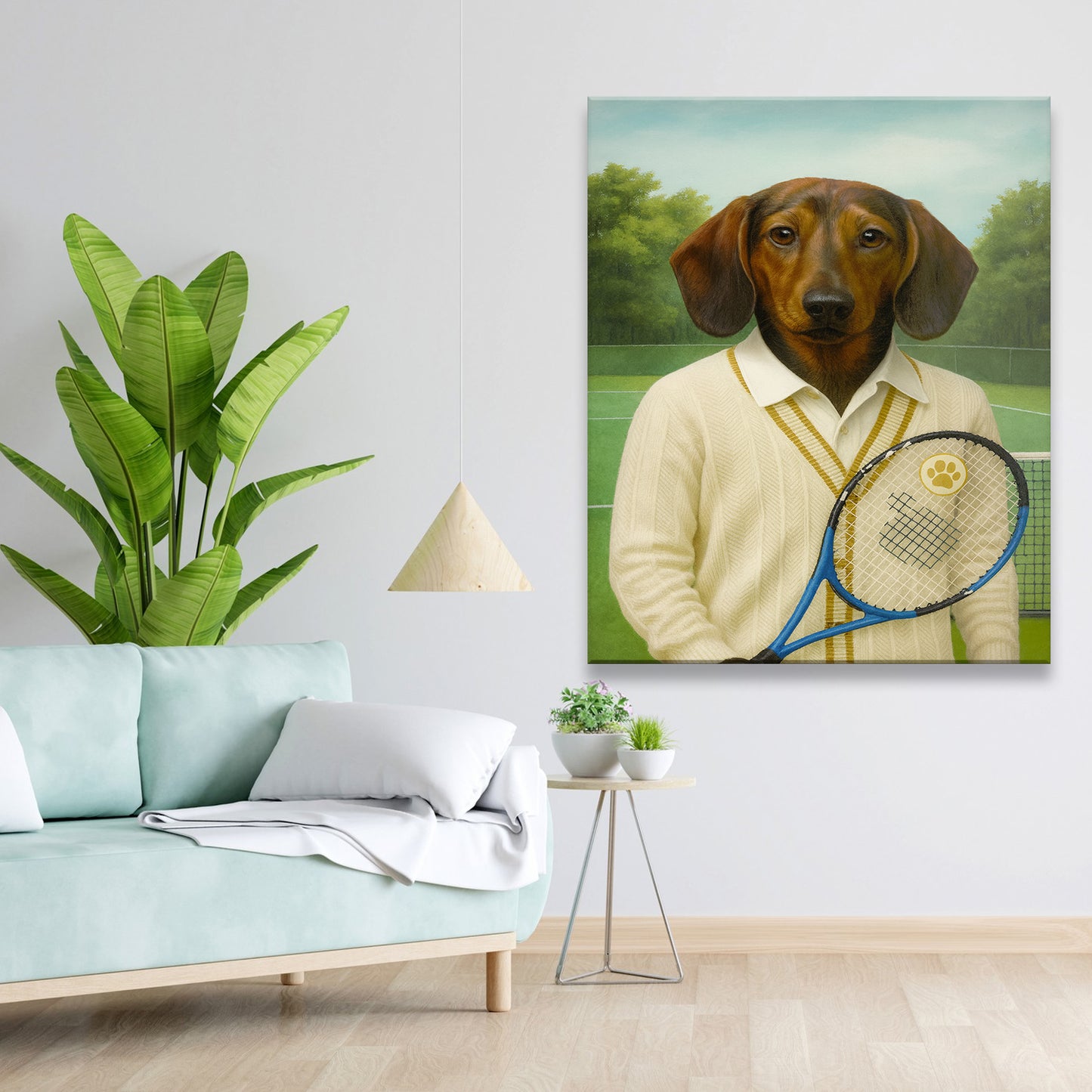 Custom Photo Tennis Player Dog Canvas