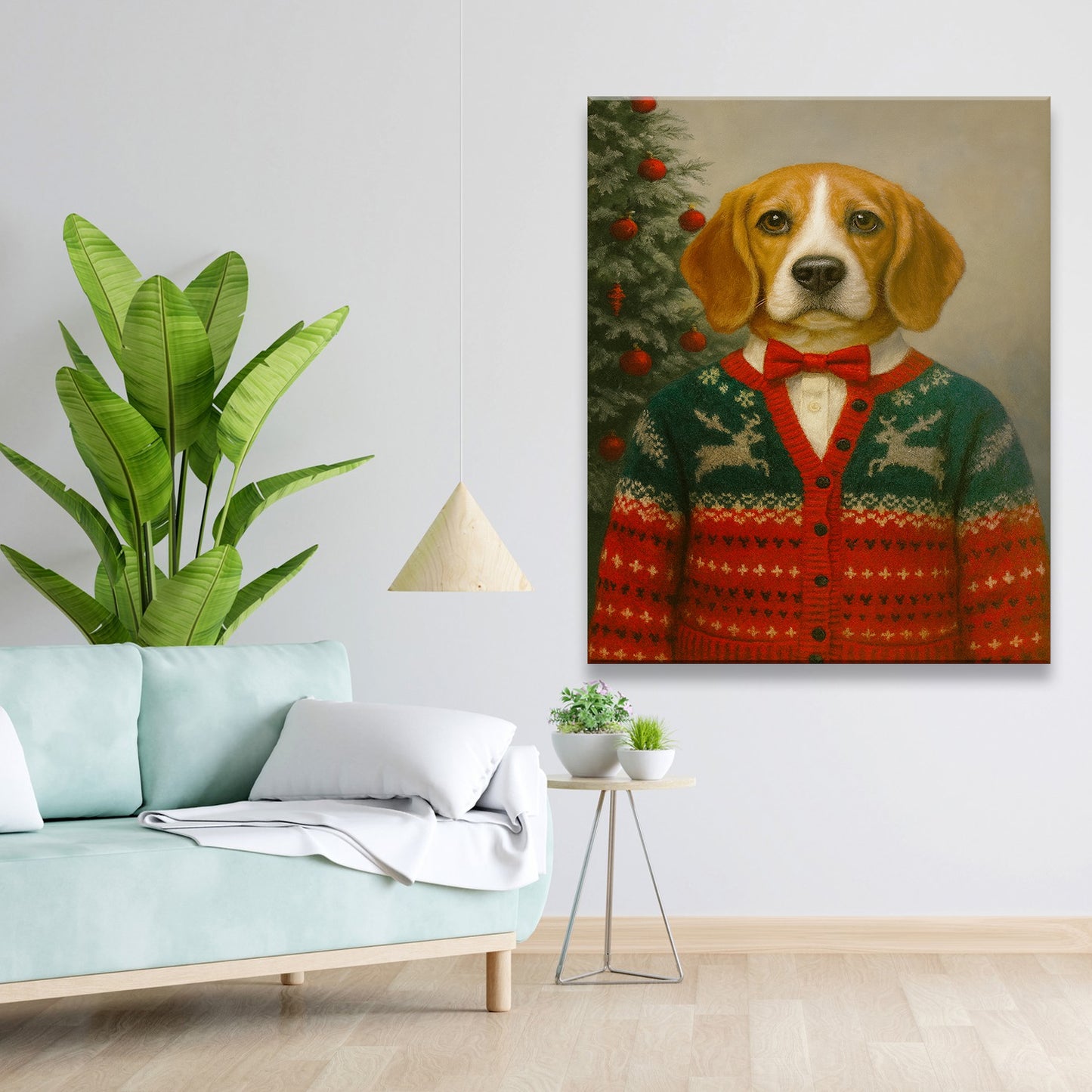 Custom Photo Christmas Dog Canvas Gift For Dog Lovers