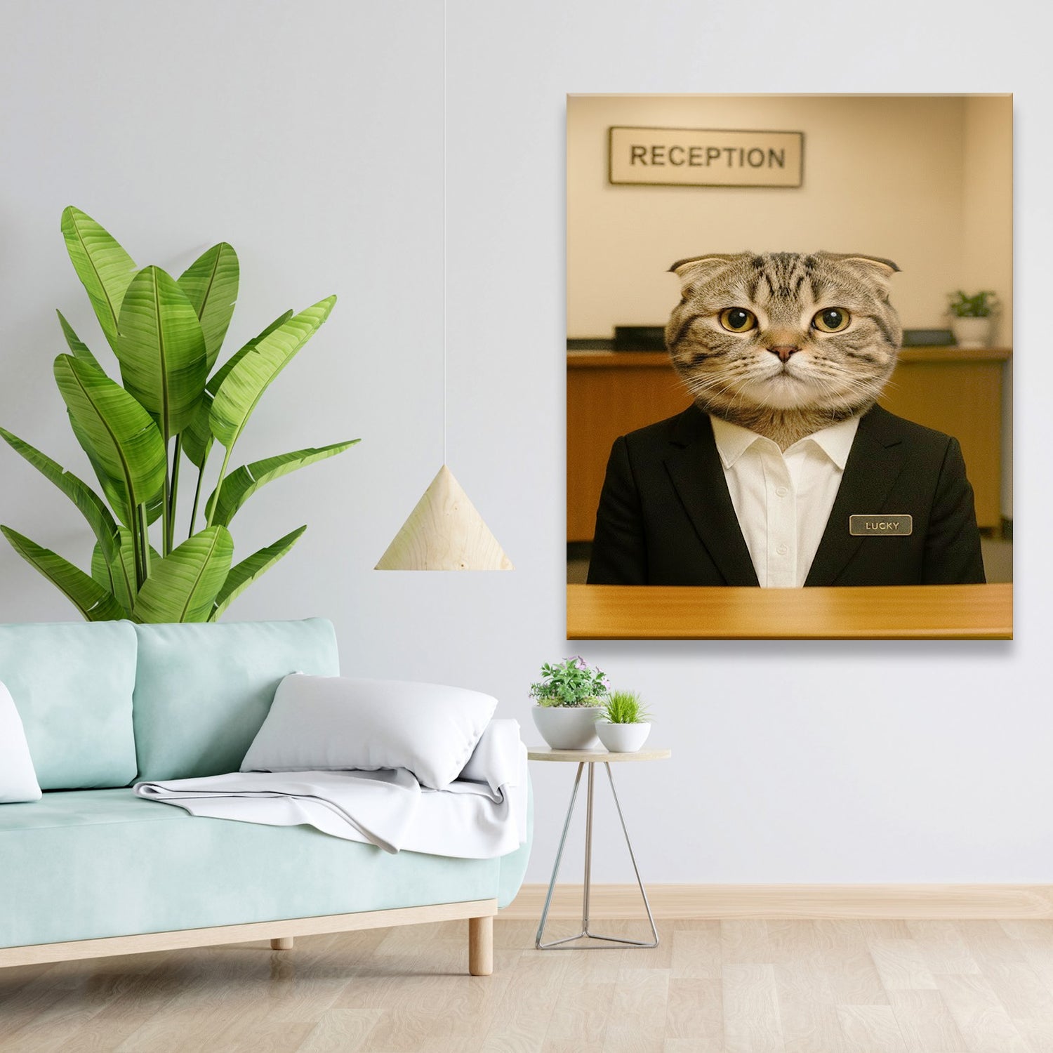 Custom Photo Receptionist Cat Canvas Gift For Cat Lovers