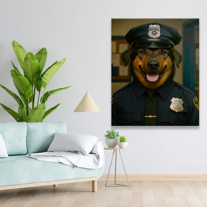 Custom Photo Police Dog Canvas Gift For Dog Lovers