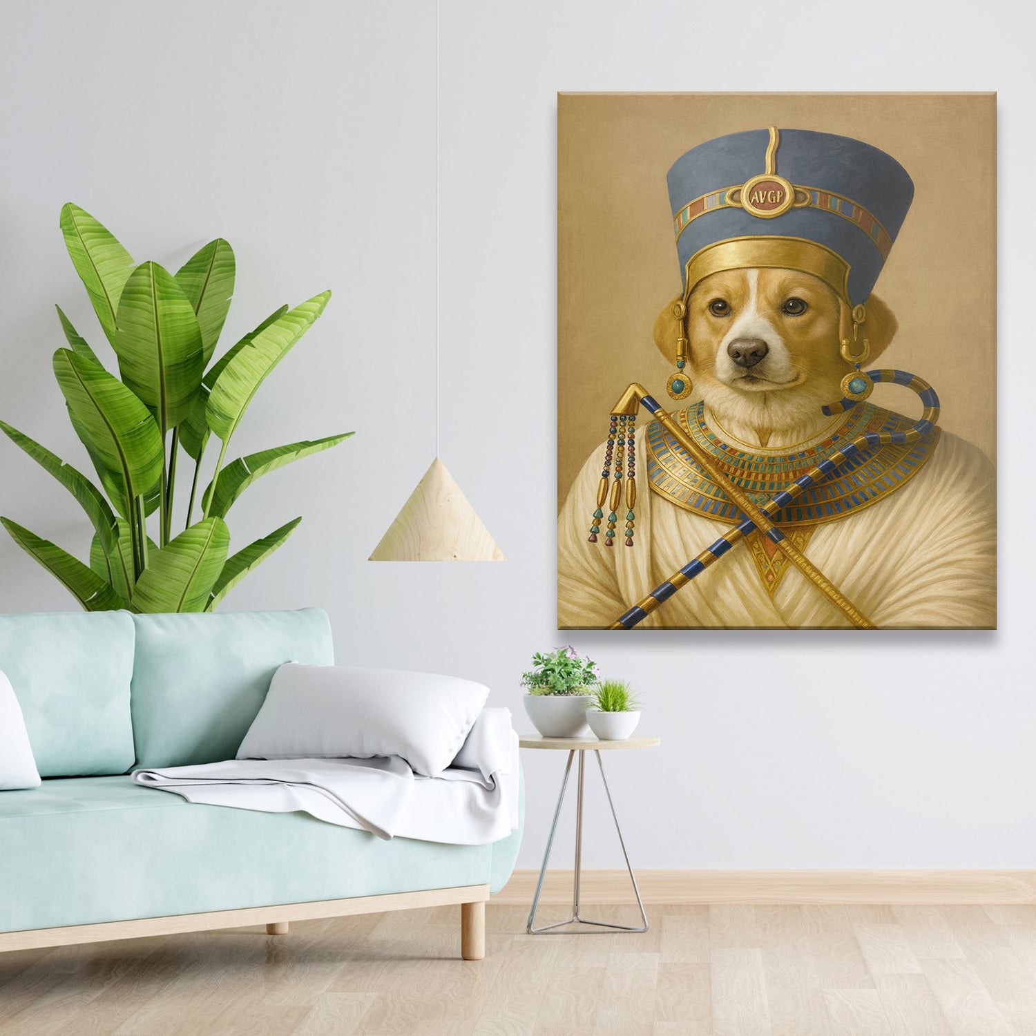 Custom Photo Egyptian Queen Dog Canvas Gift For Dog Lover