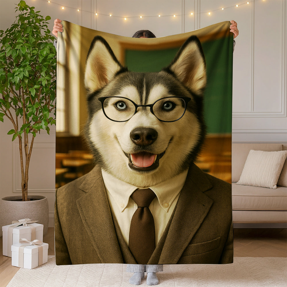 Custom Photo Teacher Dog BlanketGift For Dog Lovers