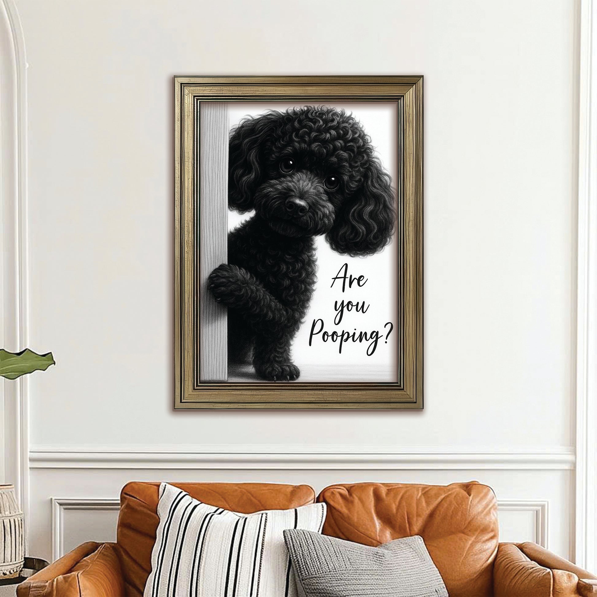 Custom Photo Dog Bathroom Canvas Framed Wall Art Gift For Dog Lover
