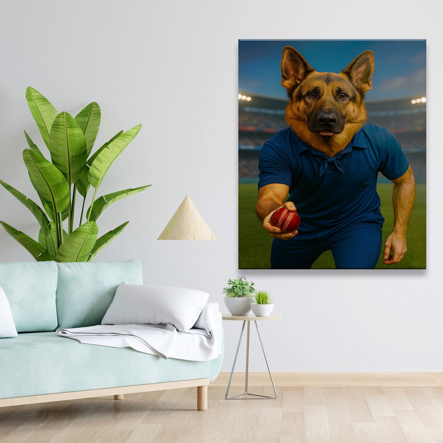 Custom Photo Bowler Dog Canvas Gift For Dog Lovers