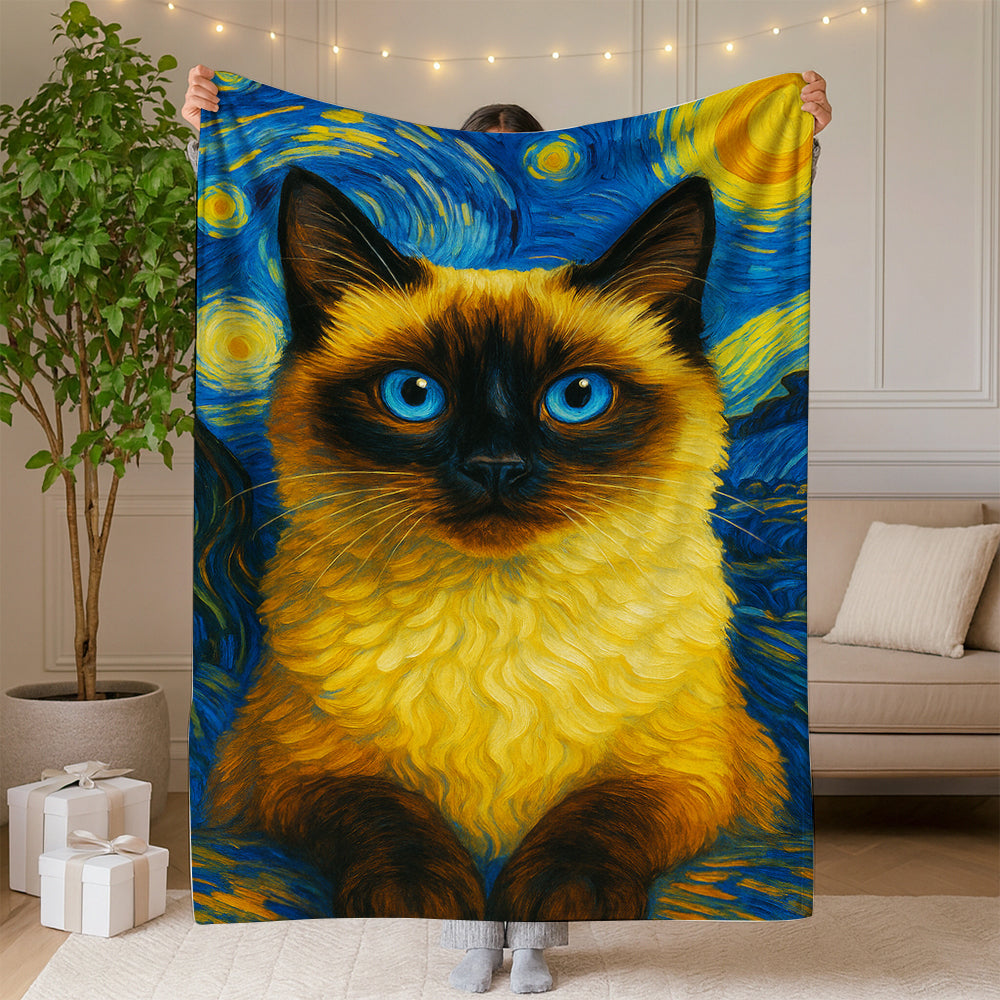 Custom Photo Cat Starry Night Blanket Wall Art