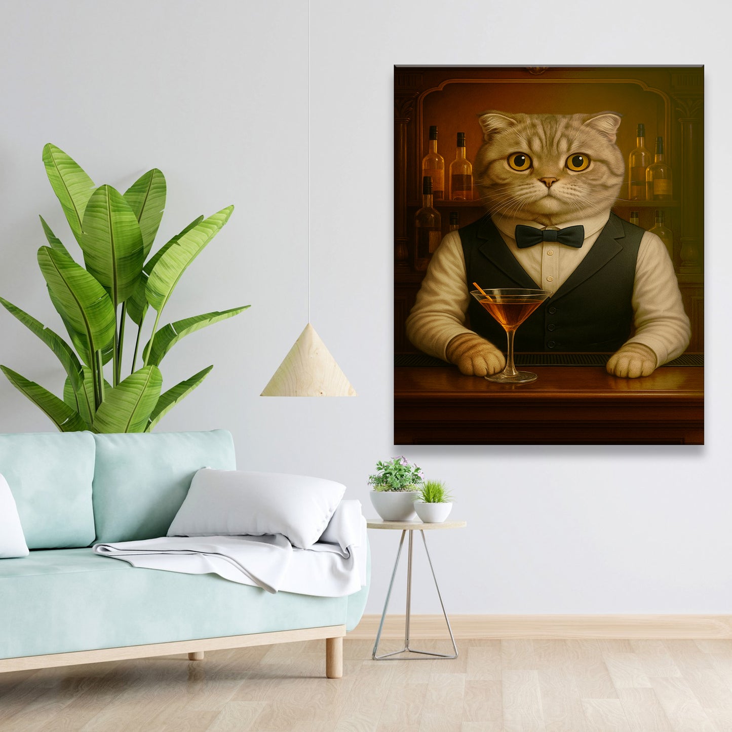 Personalized Cat Portrait Bartender Canvas