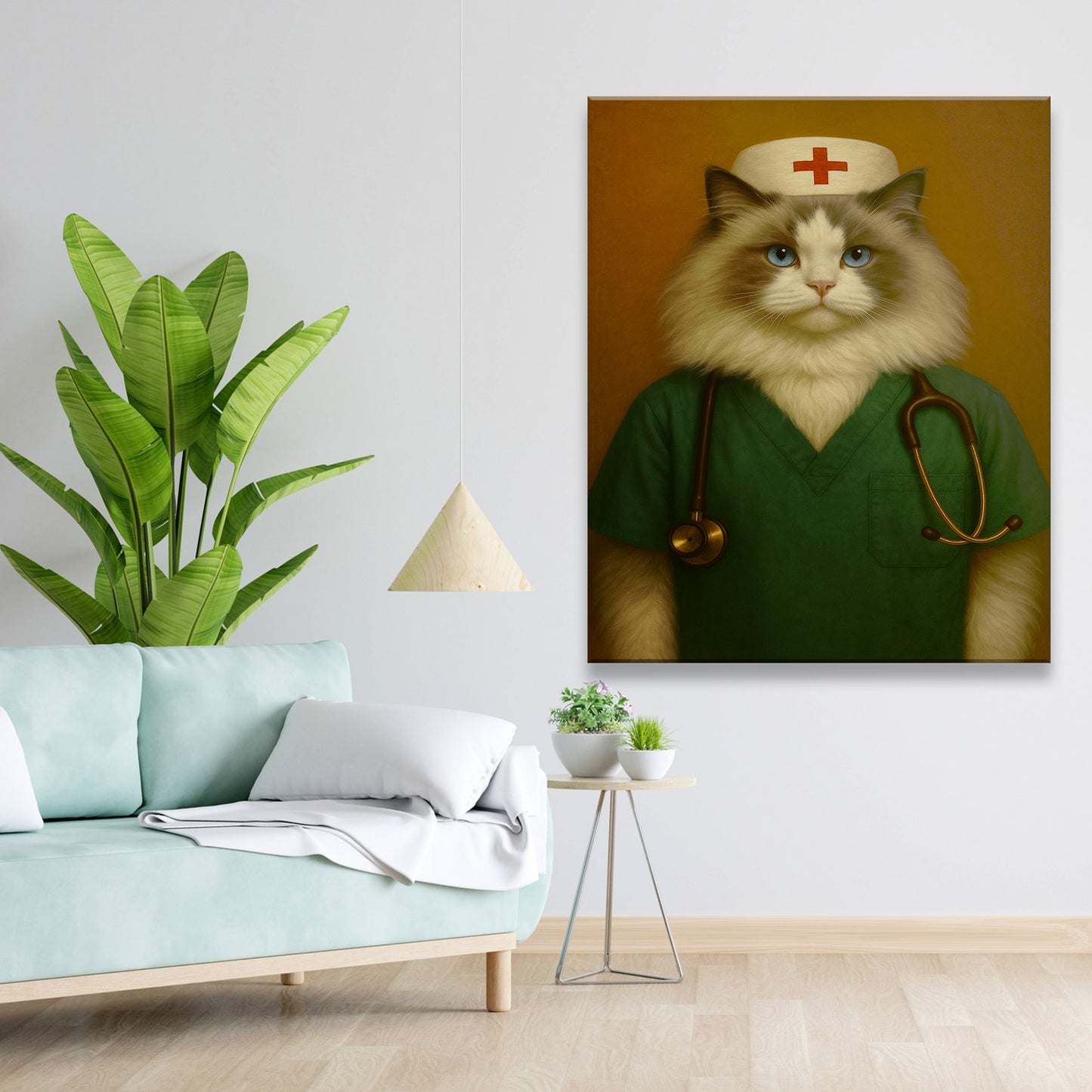 Custom Photo Nurse Cat Canvas Gift For Cat Lovers