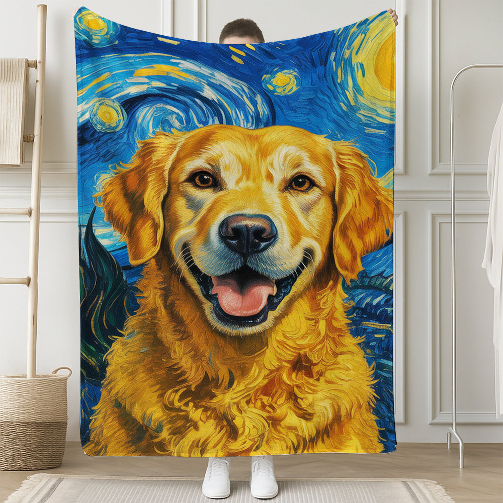 Custom Photo Dog Starry Night Blanket Gift For Dog Lover