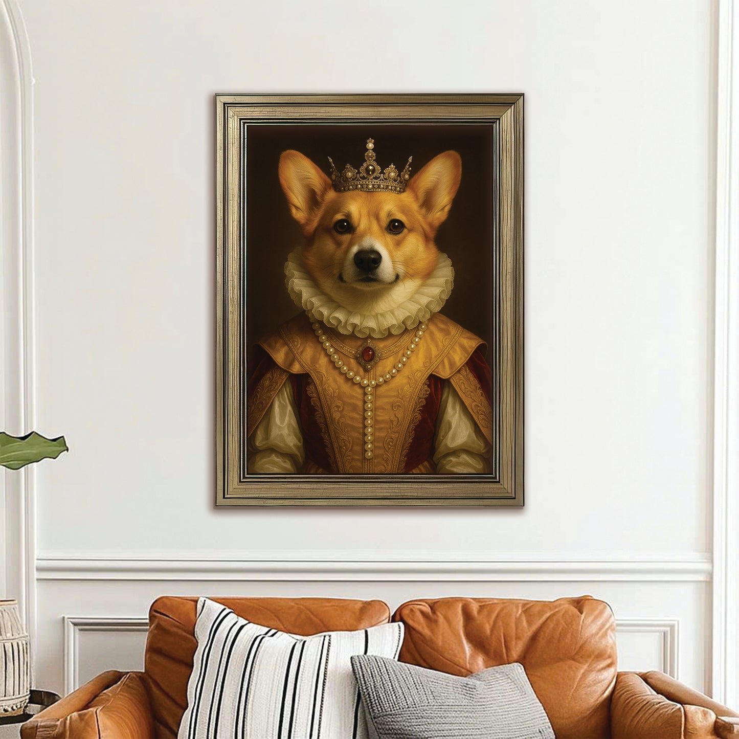 Custom Photo Dog Queen Royal Canvas Framed Wall Art Gift For Dog Lovers