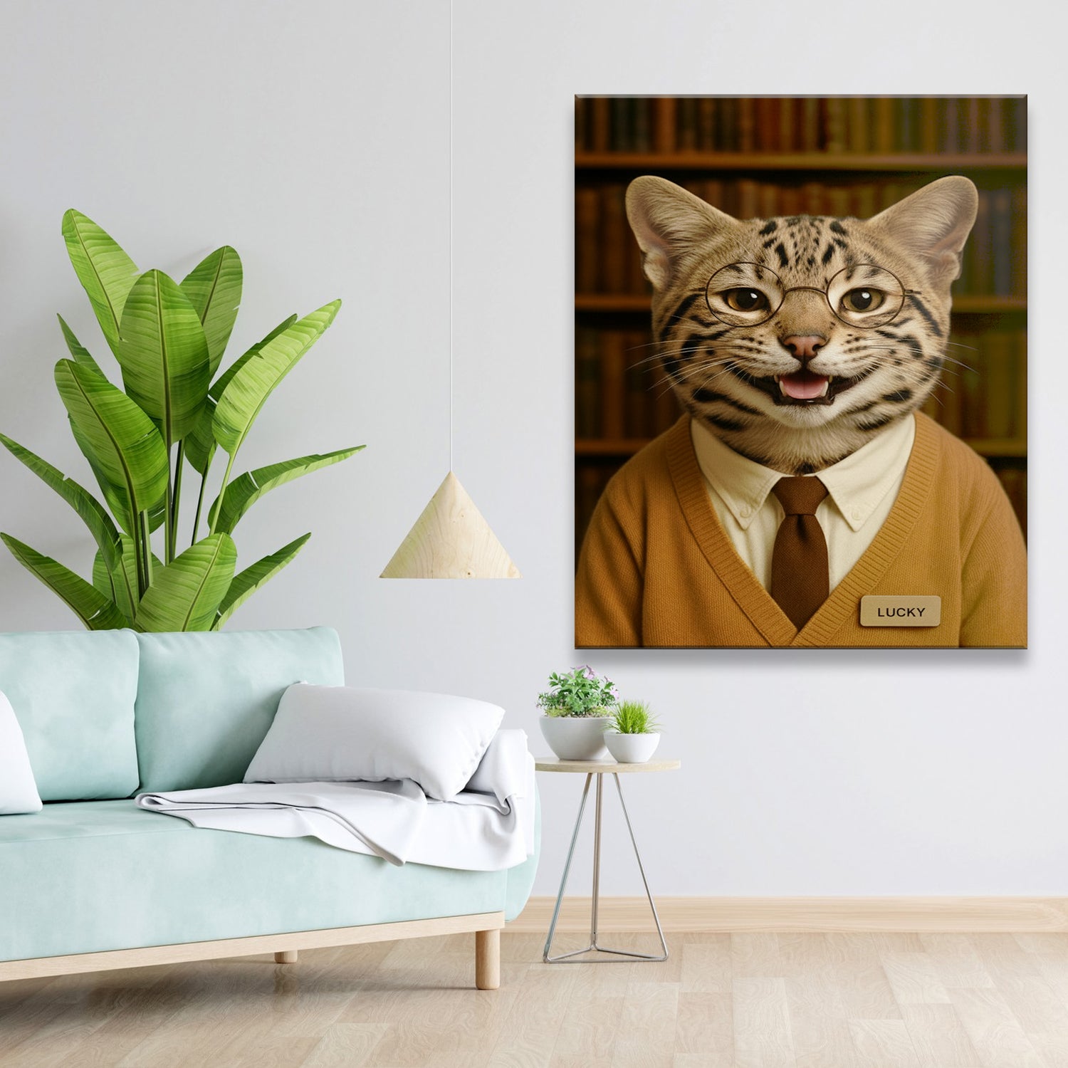 Custom Photo Librarian Book Lover Cat Canvas Gift For Cat Lovers