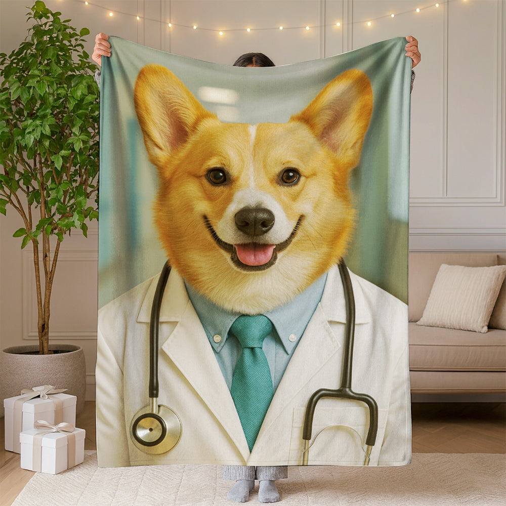 Custom Photo Doctor Dog BlanketGift For Dog Lovers