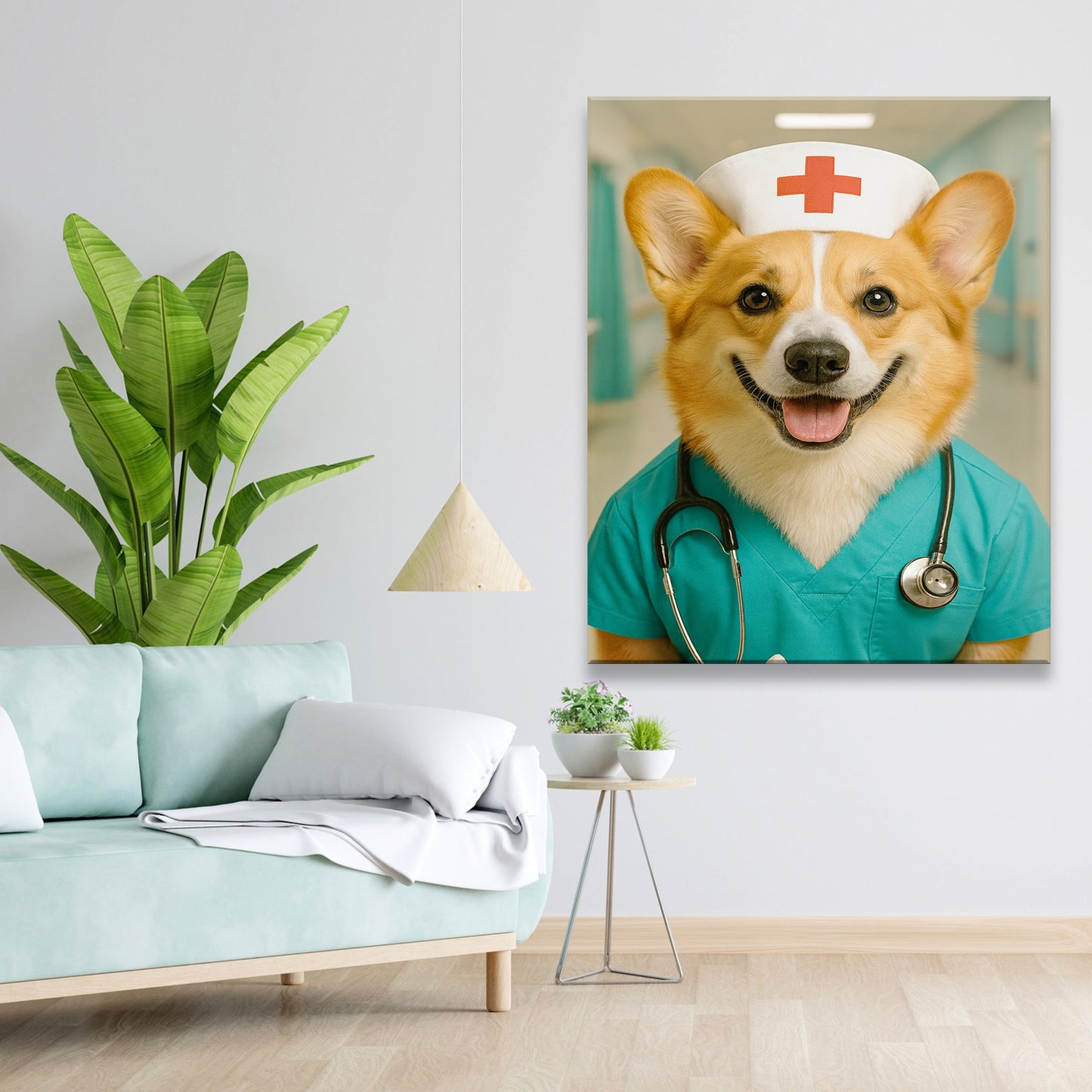 Custom Photo Nurse Dog Canvas Gift For Dog Lovers