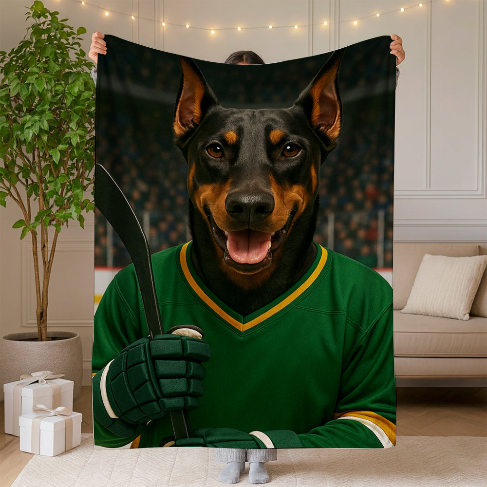 Custom Photo Hockey Player Dog BlanketGift For Dog Lovers