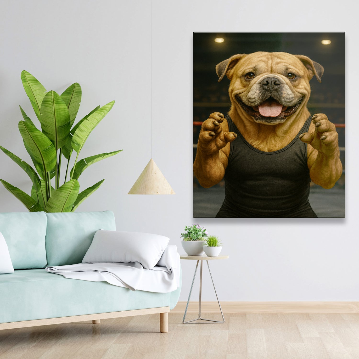 Custom Photo Wrestler Fighter Dog Canvas Gift For Dog Lovers
