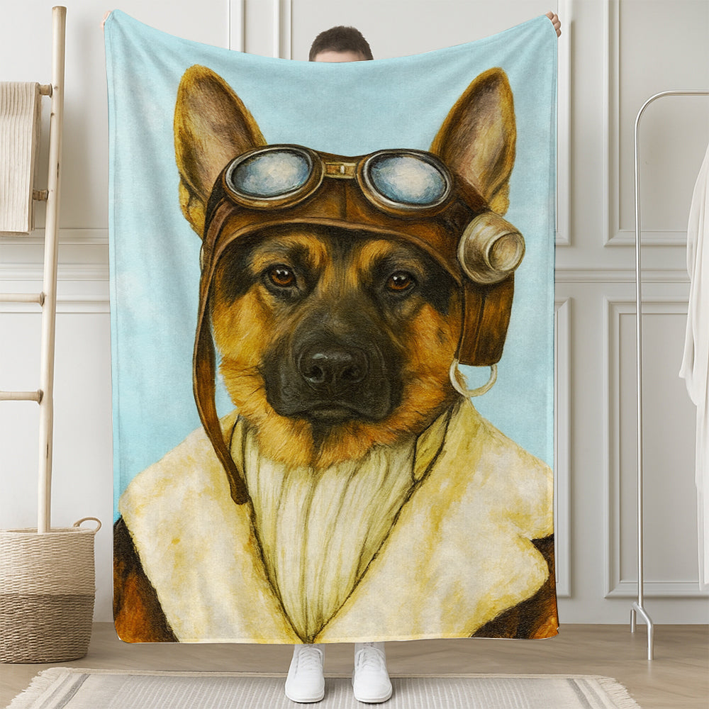 Custom Photo Portrait Pilot BlanketGift For Dog Lovers