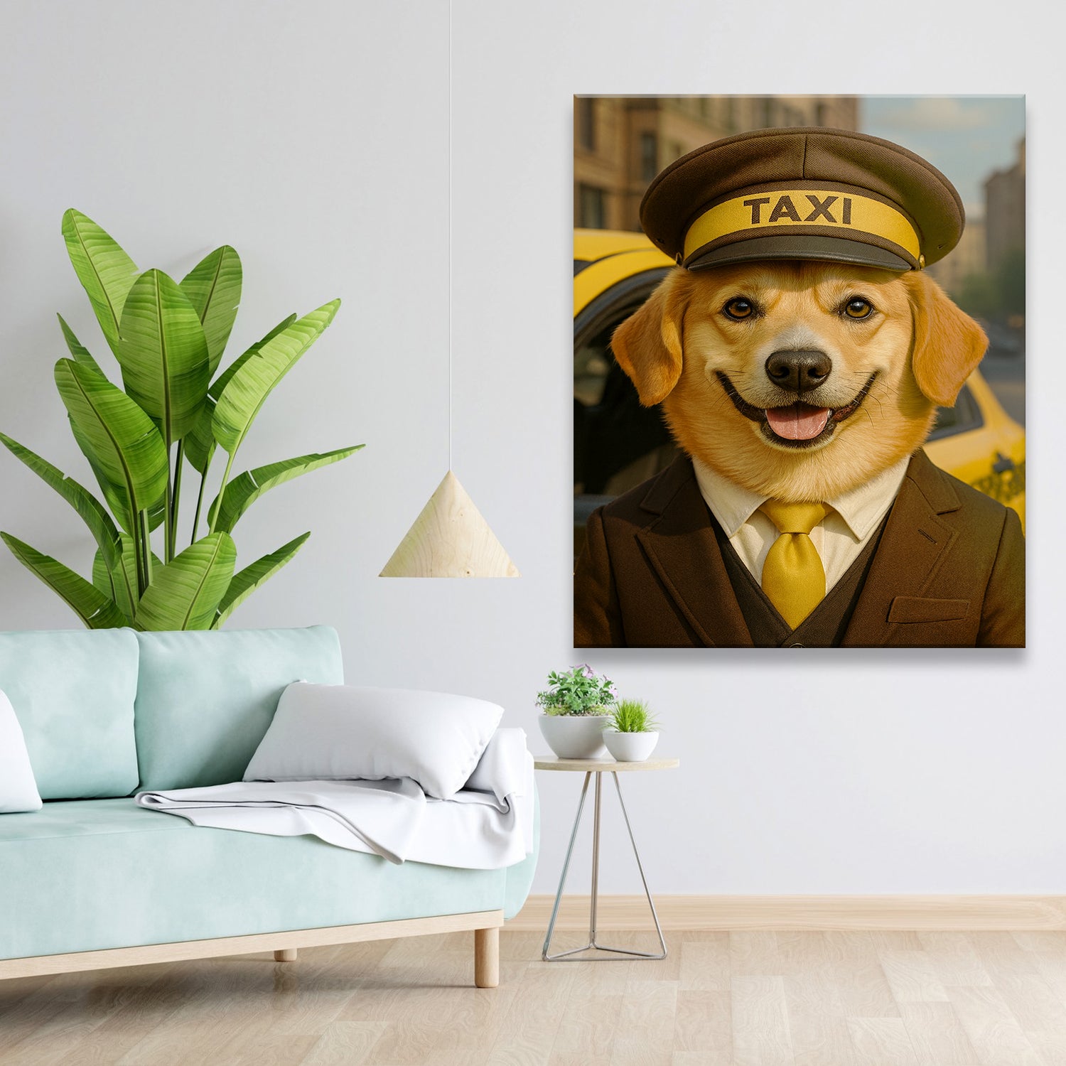 Custom Photo Taxi Driver Dog Canvas Gift For Dog Lovers