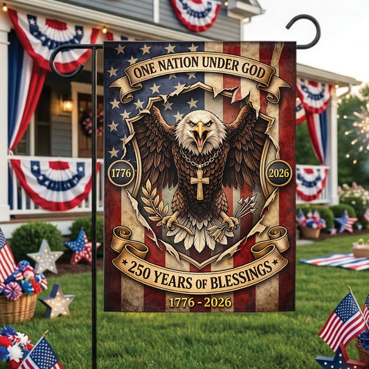 Christian USA 250th Anniversary Garden Flag One Nation Under God Patriotic Decor