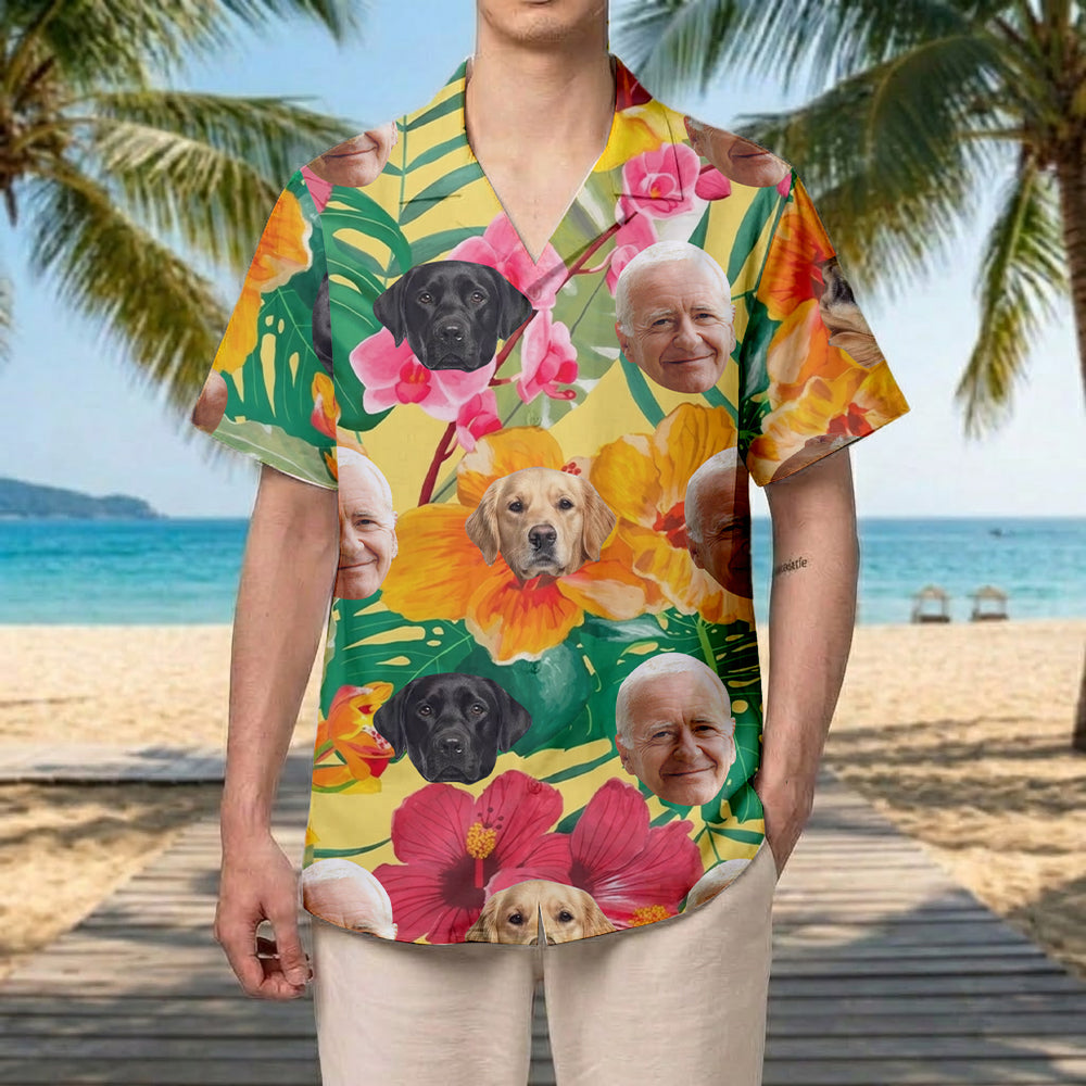 Custom Photo Dog Tropical Shirt, Personalized Hawaiian Shirt, Dog Lover Vacation Gift THUC99