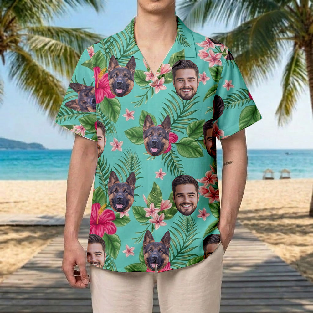 Custom Photo Dog Hawaiian Shirt, Personalized Pet Aloha Shirt, Family Matching Summer Outfit THUC99