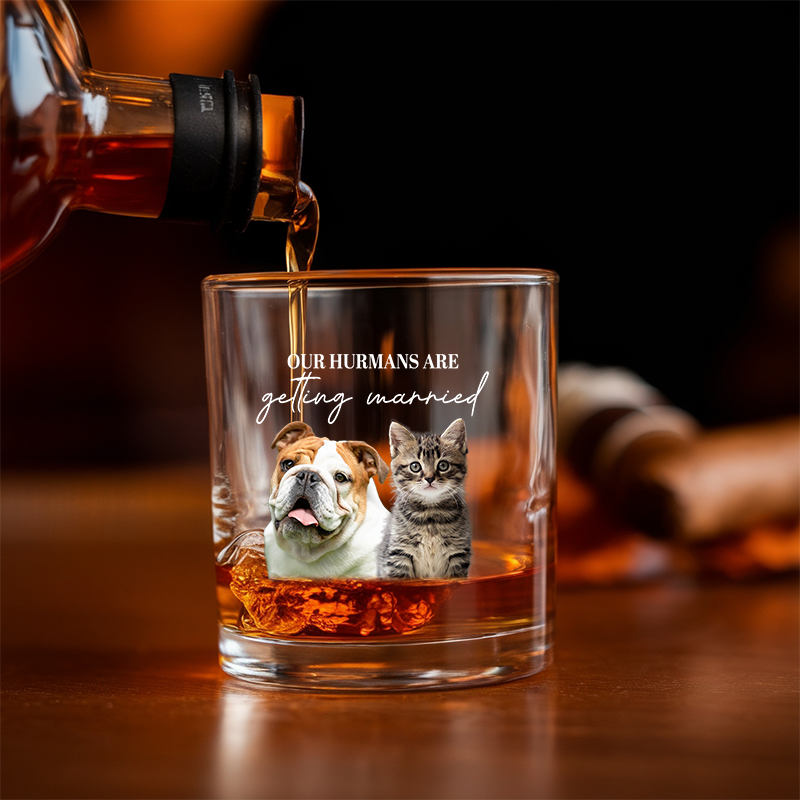 Personalized My Humans Are Getting Married Whiskey Glass, Custom Dog Engagement Glass, Custom Pet Wedding Gift TNG196