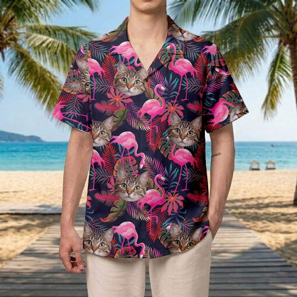 Custom Photo Cat Hawaiian Shirt, Personalized Pet Aloha Shirt, Family Matching Summer Outfit THUC99
