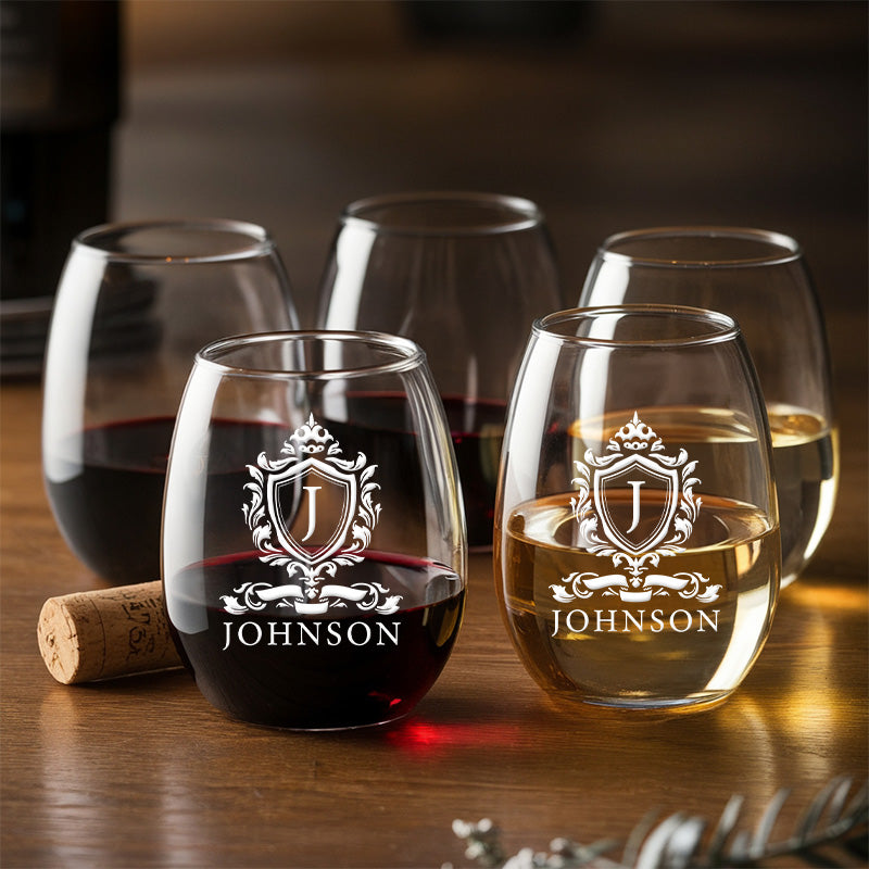Personalized Bride and Groom Wedding Gifts, Custom Monogram Steamless Wine Glass | Wedding Bridesmaids Wine Glass | Engraved Wine Glass