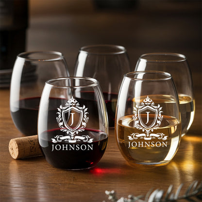 Personalized Bride and Groom Wedding Gifts, Custom Monogram Steamless Wine Glass | Wedding Bridesmaids Wine Glass | Engraved Wine Glass