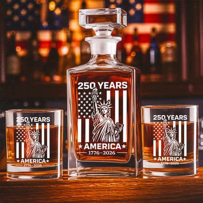 Personalized 250 Years America Whiskey Decanter Set 1776–2026 THUC99