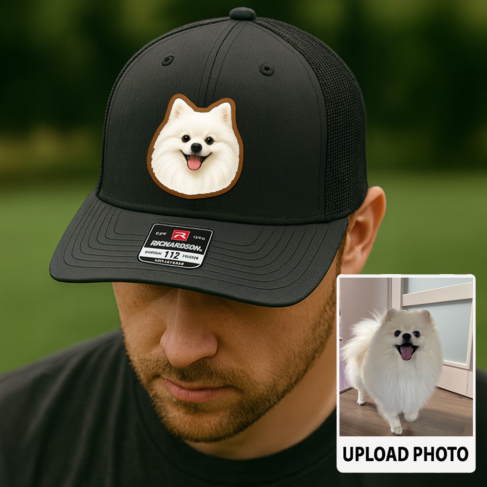 Custom Pet Printed Leather Hat – Unique Trucker Cap with Your Pet's Picture – Personalized Dog Gift TH995