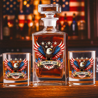 Personalized 250 Years USA Whiskey Decanter Set, Patriotic Gift THUC99