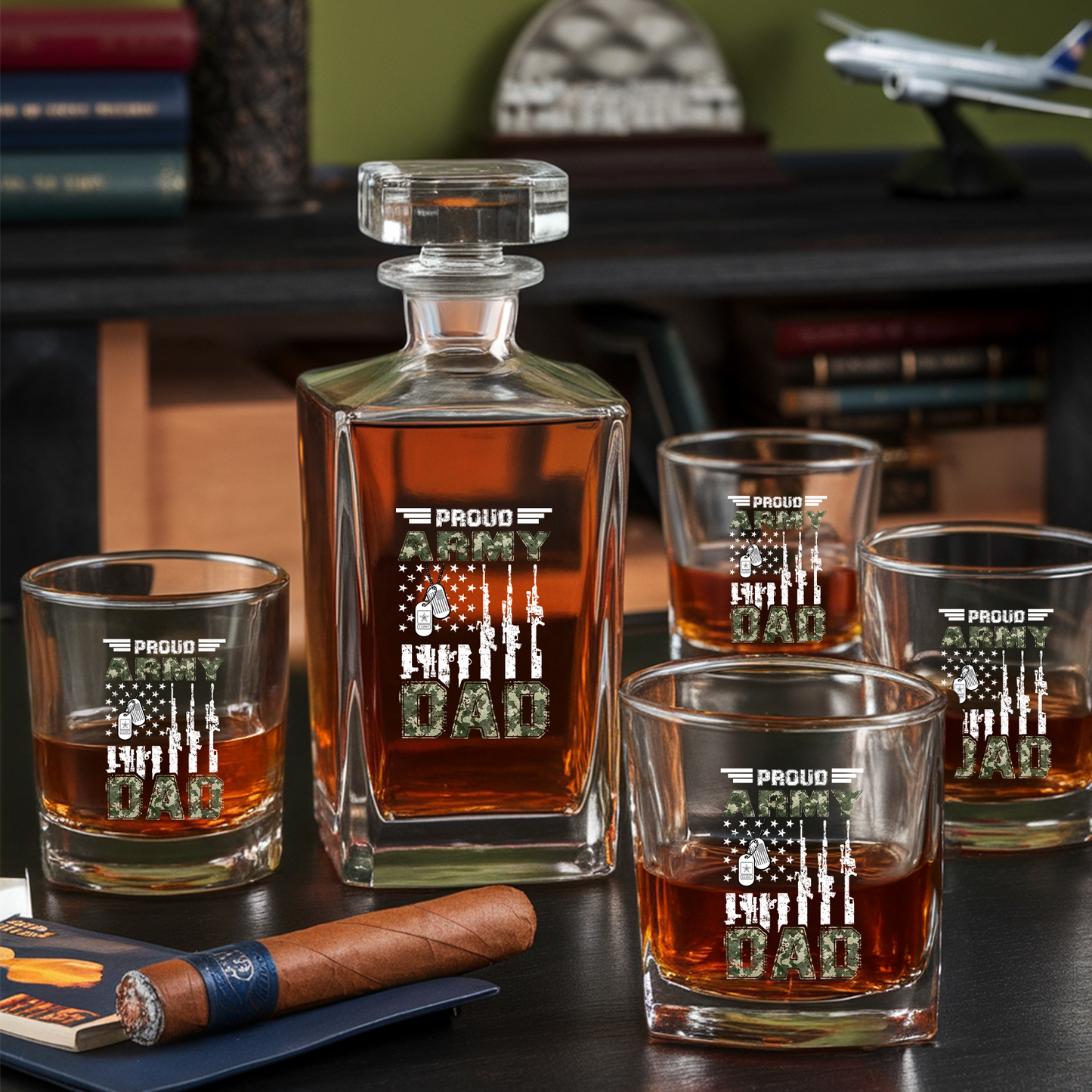 Proud Army Dad US Army Whiskey Decanter Gift Set | Best Gift For Dad | Dad Gifts Army