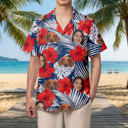 Custom Photo Dog Hawaiian Shirt, Tropical Pet Lover Shirt, Family Matching Vacation Outfit THUC99