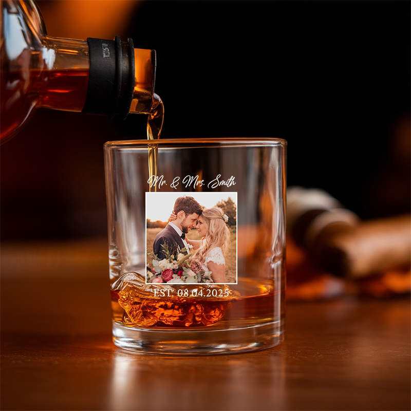 Personalized Photo Decanter With Whiskey Glass, Custom Gift for Couples, Birthday Gift, Anniversary Gift for HerHim, Wedding Gift