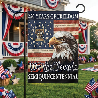 250 Years of Freedom Garden Flag 1776-2026, Eagle Patriotic USA Flag, Independence Day 4th of July Outdoor Decor