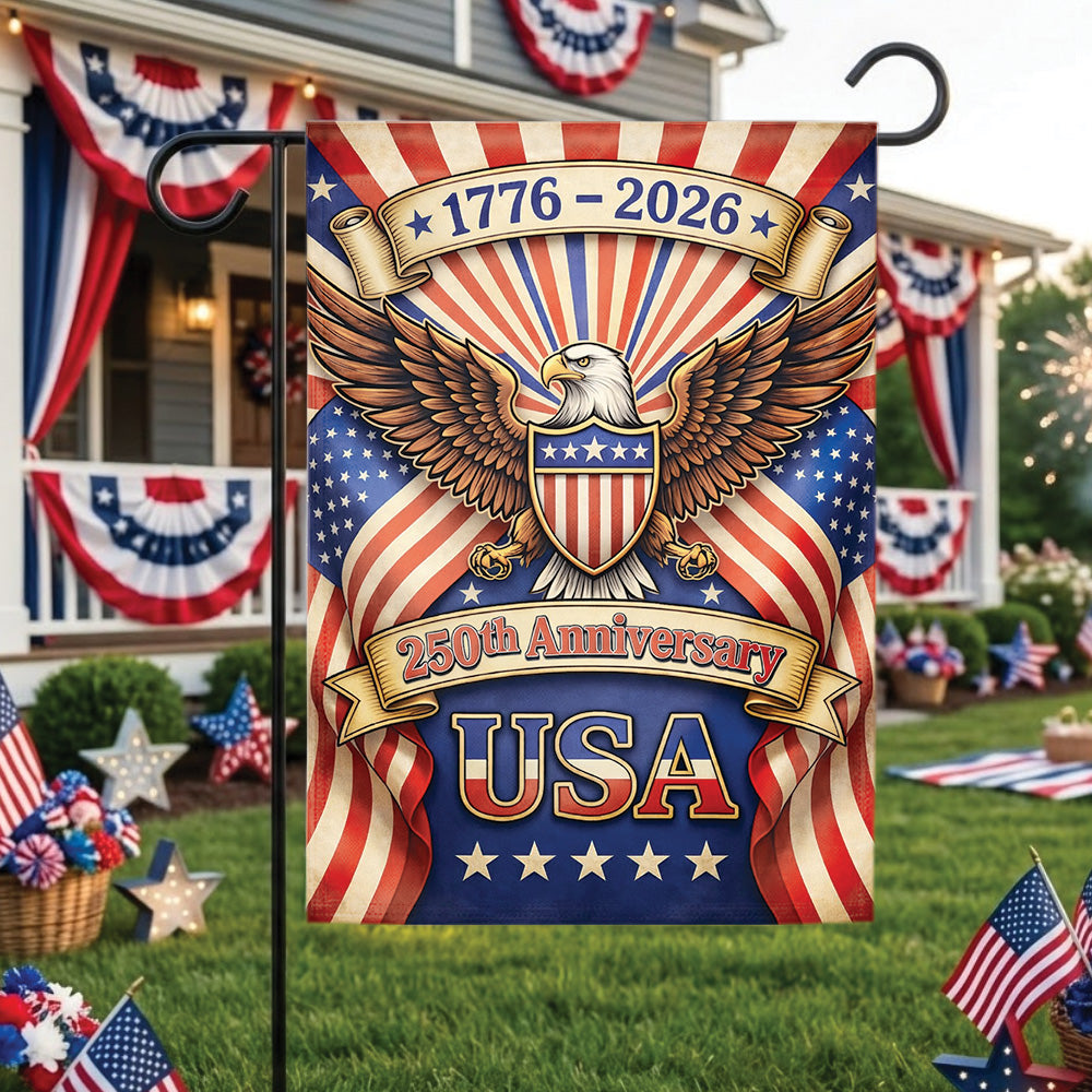 USA 250th Anniversary Garden Flag 1776–2026, Patriotic Eagle 4th of July Outdoor Decor
