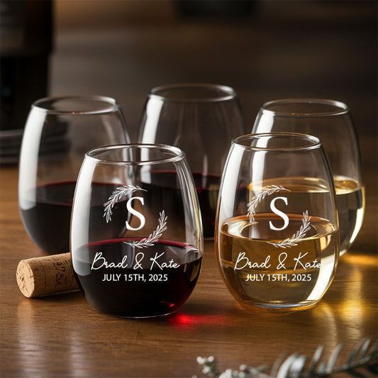 TNG995 Custom Wedding Wine Glasses, Custom Wedding Logo Gifts, Personalized name Wine Glass, Wedding Decor