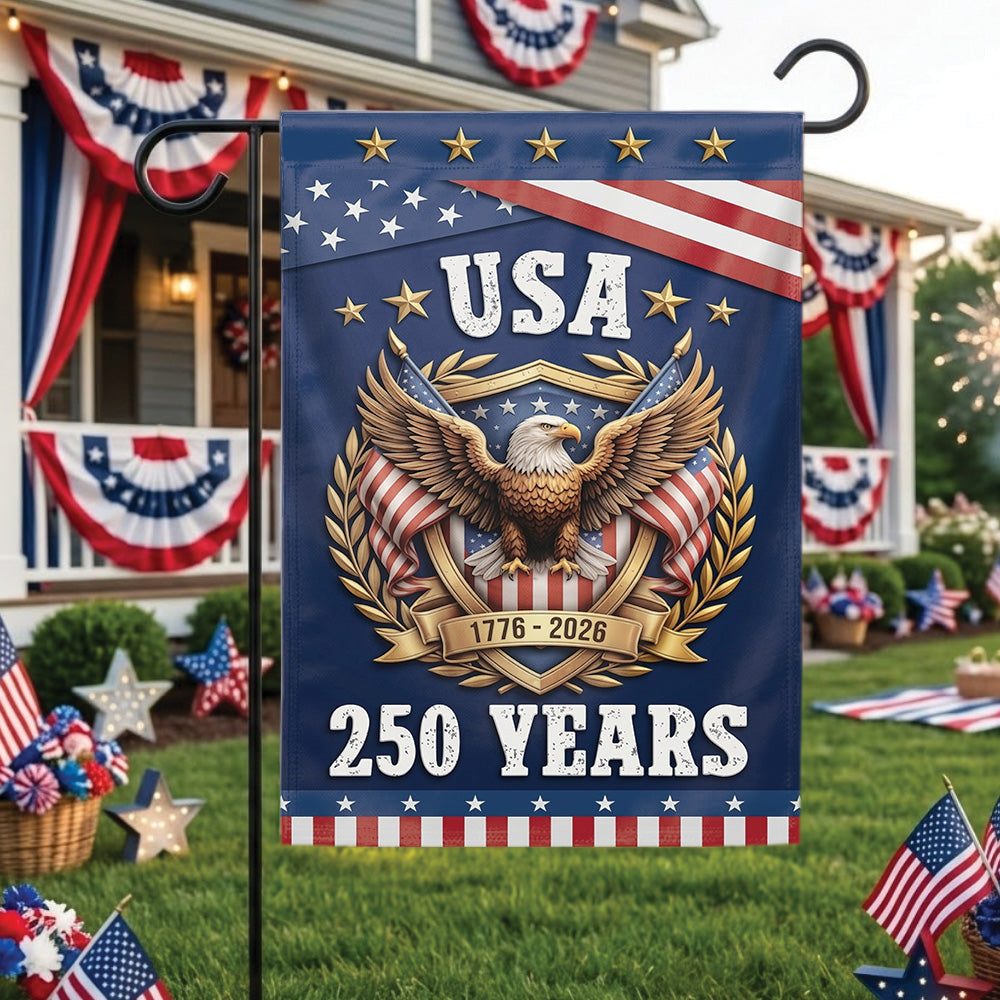 250th Anniversary USA Patriotic Eagle Garden Flag 1776-2026, American Independence Day 4th of July Outdoor Decor Gift For Veteran