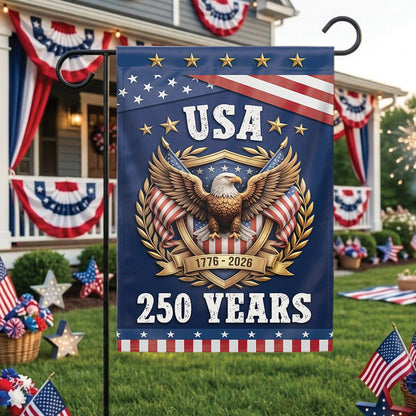 250th Anniversary USA Patriotic Eagle Garden Flag 1776-2026, American Independence Day 4th of July Outdoor Decor Gift For Veteran