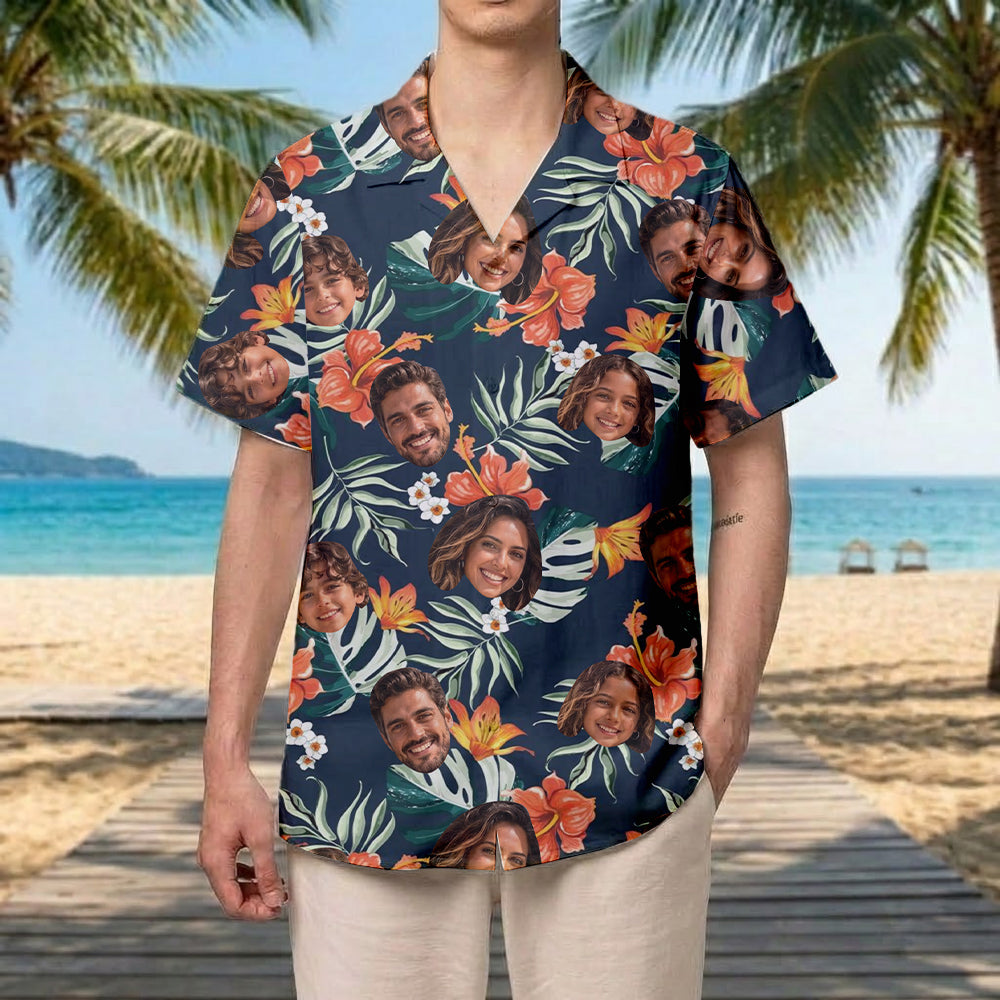 Custom Photo Summer Hawaiian Shirt, Personalized Aloha Shirt, Tropical Family Gift THUC99