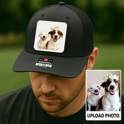 Custom Pet Hat with Leather Patch – Personalized Dog Cap – Memorial Gift for Pet Lover TH9912