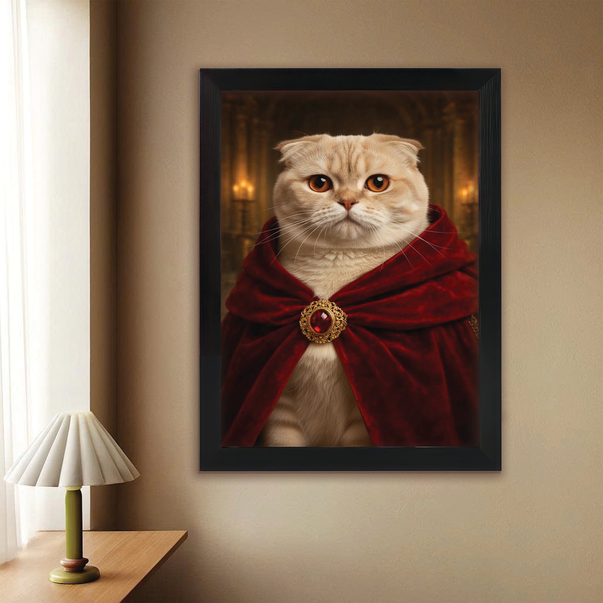 Custom Photo King Royal Cat Canvas Framed Wall Art Gift For Cat Lover