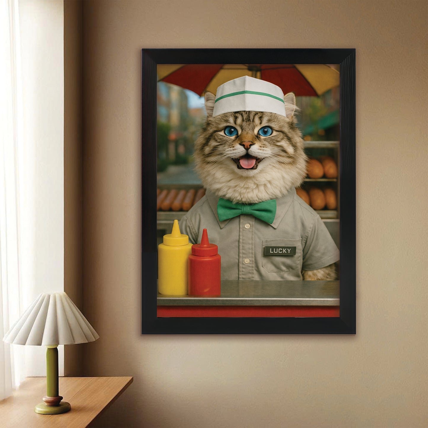 Custom Photo Hot Cat Canvas Framed Wall Art  Gift For Cat Lovers