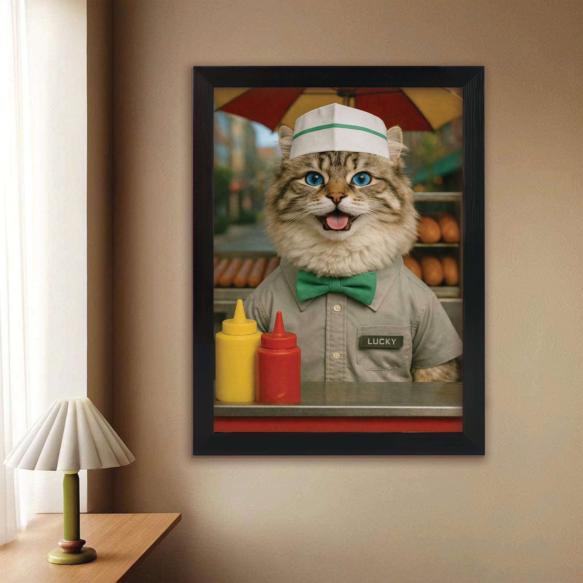 Custom Photo Hot Cat Canvas Framed Wall Art  Gift For Cat Lovers